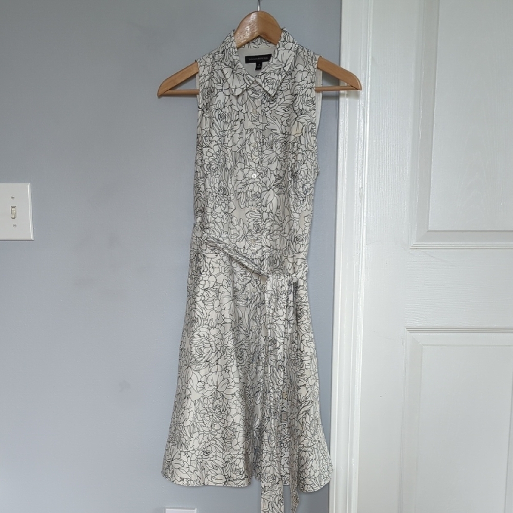 Banana Republic Black and White Sleeveless Midi Dress